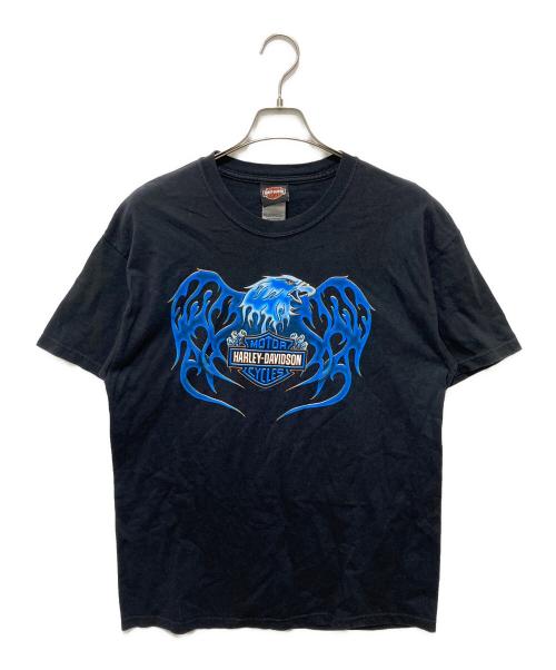 HARLEY-DAVIDSON（ハーレーダビッドソン）HARLEY-DAVIDSON (ハーレーダビッドソン) 00sプリントTシャツ ブルー サイズ:Lの古着・服飾アイテム