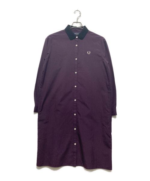 FRED PERRY（フレッドペリー）FRED PERRY (フレッドペリー) ロゴ刺繍シャツワンピース パープル サイズ:UK10の古着・服飾アイテム