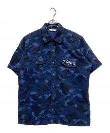 A BATHING APE（アベイシングエイプ）の古着「サルカモネル半袖シャツ」｜ネイビー