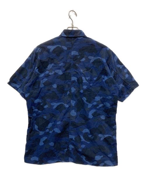 A BATHING APE（アベイシングエイプ）A BATHING APE (アベイシングエイプ) サルカモネル半袖シャツ ネイビー サイズ:XLの古着・服飾アイテム