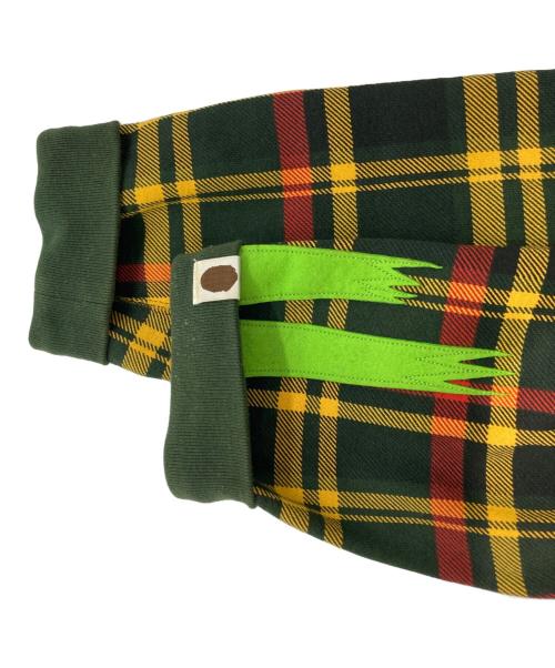 A BATHING APE（ア ベイシング エイプ）A BATHING APE (ア ベイシング エイプ) チェック柄パンダパーカー グリーン×イエロー サイズ:Ｌの古着・服飾アイテム