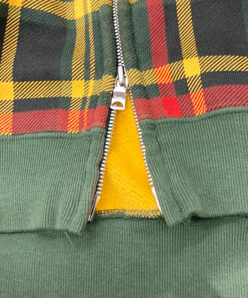 A BATHING APE（ア ベイシング エイプ）A BATHING APE (ア ベイシング エイプ) チェック柄パンダパーカー グリーン×イエロー サイズ:Ｌの古着・服飾アイテム