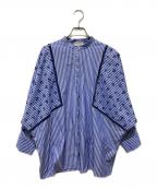 UNITED ARROWSユナイテッドアローズ）の古着「エンブロイダリー コンビ ドルマンブラウス」｜ブルー