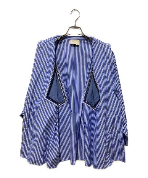 UNITED ARROWS（ユナイテッドアローズ）UNITED ARROWS (ユナイテッドアローズ) エンブロイダリー コンビ ドルマンブラウス ブルー サイズ:FREEの古着・服飾アイテム