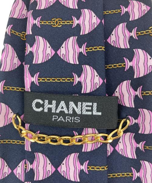 CHANEL（シャネル）CHANEL (シャネル) シルクネクタイ ネイビー×ピンク サイズ:FREEの古着・服飾アイテム