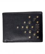DOLCE & GABBANAドルチェ＆ガッバーナ）の古着「スタッズ＆メタルプレートデザインウォレット」｜ブラック