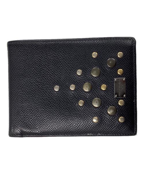 DOLCE & GABBANA（ドルチェ＆ガッバーナ）DOLCE & GABBANA (ドルチェ＆ガッバーナ) スタッズ＆メタルプレートデザインウォレット ブラック サイズ:OneSizeの古着・服飾アイテム