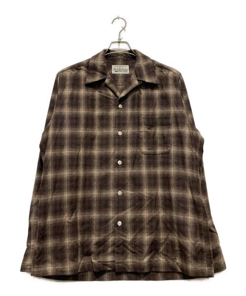 WACKO MARIA（ワコマリア）WACKO MARIA (ワコマリア) OMBRAY CHECK OPEN COLLAR SHIRT (TYPE-2) / チェックシャツ ブラウン サイズ:Lの古着・服飾アイテム