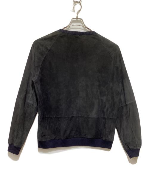 JIL SANDER（ジルサンダー）JIL SANDER (ジルサンダー) リブニットヌバックレザープルオーバー グレー サイズ:Ｌの古着・服飾アイテム