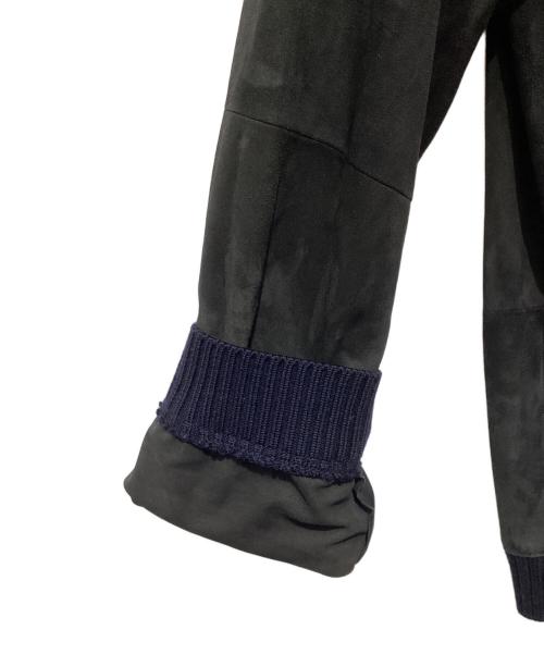 JIL SANDER（ジルサンダー）JIL SANDER (ジルサンダー) リブニットヌバックレザープルオーバー グレー サイズ:Ｌの古着・服飾アイテム