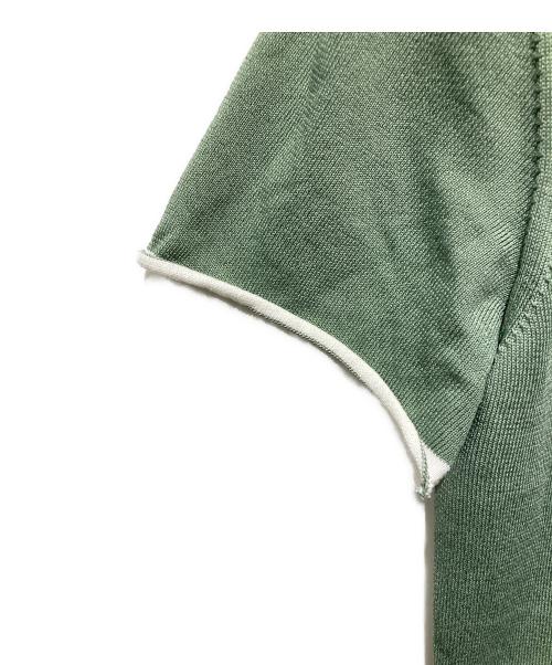 COMME des GARCONS SHIRT（コムデギャルソンシャツ）COMME des GARCONS SHIRT (コムデギャルソンシャツ) Vネックロールアップ半袖ニット グリーン サイズ:Mの古着・服飾アイテム