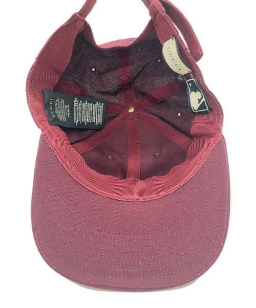 GUCCI（グッチ）GUCCI (グッチ) NEW YORK YANKEES (ニューヨークヤンキース) バタフライ刺繍ベースボールキャップ レッド サイズ:57-61cmの古着・服飾アイテム