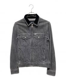 DIESEL（ディーゼル）の古着「襟ベロアデニムジップジャケット」｜グレー