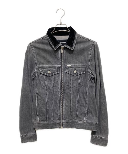 DIESEL（ディーゼル）DIESEL (ディーゼル) 襟ベロアデニムジップジャケット グレー サイズ:Ｓの古着・服飾アイテム