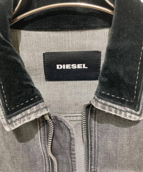 DIESEL（ディーゼル）DIESEL (ディーゼル) 襟ベロアデニムジップジャケット グレー サイズ:Ｓの古着・服飾アイテム