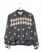 Dry Bonesドライボーンズ）の古着「アーガイル柄ギャバジンジャケット」｜グレー