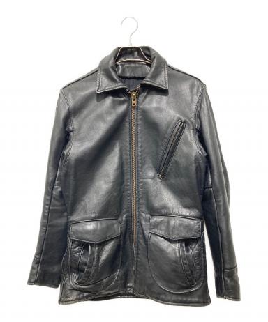 中古・古着通販】VANSON (バンソン) レザーカーコート ブラック サイズ