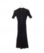 anuansアニュアンス）の古着「フロントボタンリブニットワンピース」｜ブラック
