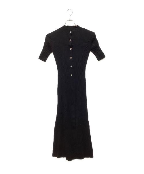 anuans（アニュアンス）anuans (アニュアンス) フロントボタンリブニットワンピース ブラック サイズ:FREEの古着・服飾アイテム