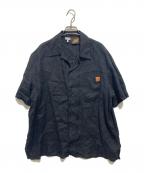 LOEWEロエベ）の古着「23SS アナグラムパッチ リネンボーリングシャツ」｜ブラック