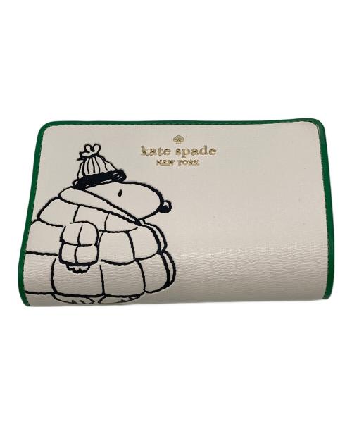 Kate Spade（ケイトスペード）Kate Spade (ケイトスペード) PEANUTS (ピーナッツ) 26ssコラボウォレット ホワイト×グリーンの古着・服飾アイテム