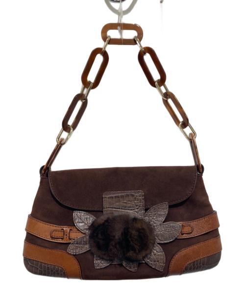 VALENTINO GARAVANI（ヴァレンティノ・ガラヴァーニ）VALENTINO GARAVANI (ヴァレンティノ・ガラヴァーニ) プラチェーンワンショルダーバッグ ブラウンの古着・服飾アイテム