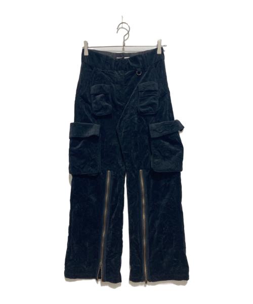 Acne studios（アクネ ストゥディオズ）ACNE STUDIOS (アクネ ストゥディオズ) クリンクルベルベットカーゴパンツ ブラック サイズ:Sの古着・服飾アイテム