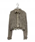 CLANEクラネ）の古着「MIX MESH GATHER SHIRT」｜ベージュ