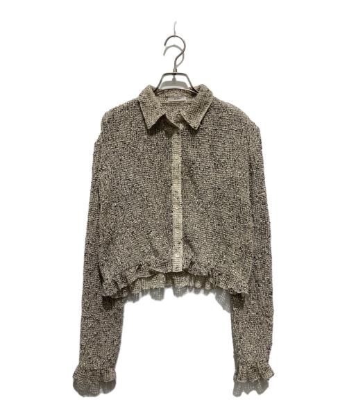 CLANE（クラネ）CLANE (クラネ) MIX MESH GATHER SHIRT ベージュ サイズ:Sの古着・服飾アイテム