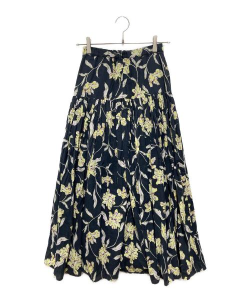 MARIHA（マリハ）MARIHA (マリハ) TOMORROW LAND (トゥモローランド) 【別注】 花の香りのスカート ネイビー×グリーン サイズ:36の古着・服飾アイテム