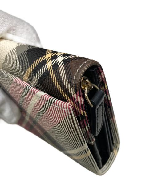 Vivienne Westwood（ヴィヴィアンウエストウッド）Vivienne Westwood (ヴィヴィアンウエストウッド) オーブプレートチェックロングウォレット レッド×ベージュ サイズ:OneSizeの古着・服飾アイテム