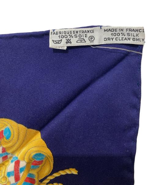 HERMES（エルメス）HERMES (エルメス) 光の帆船 カレ90シルクスカーフ ネイビー×ホワイトの古着・服飾アイテム