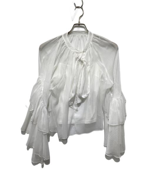 Snidel（スナイデル）Snidel (スナイデル) ラッフルミニセットアップ ホワイトの古着・服飾アイテム