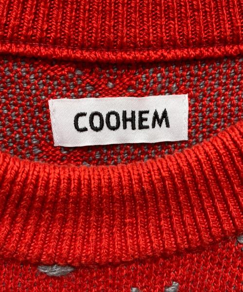 Coohem（コーヘン）Coohem (コーヘン) yonetomi (ヨネトミ) ビッグバーズアイニットプルオーバー レッド サイズ:Mの古着・服飾アイテム