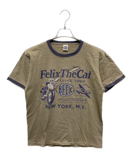 TOYS MCCOY（トイズマッコイ）TOYS McCOY (トイズマッコイ) FELIX THE CAT (フィリックスザキャット) BECKリンガーTシャツ カーキ サイズ:Mの古着・服飾アイテム