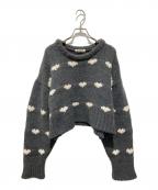 NKNITンニット）の古着「♡pattern KNIT ハートパターンニット」｜ダークグレー
