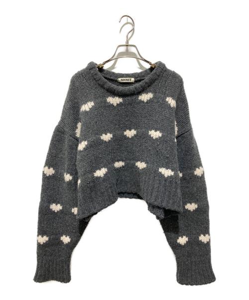NKNIT（ンニット）NKNIT (ンニット) ♡pattern KNIT ハートパターンニット ダークグレー サイズ:表記無しの古着・服飾アイテム