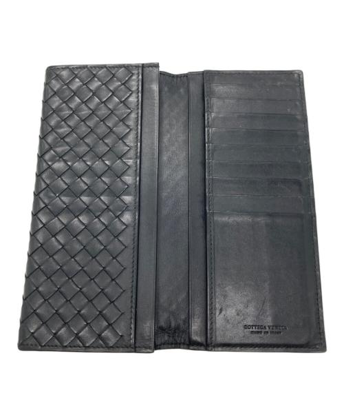 BOTTEGA VENETA（ボッテガベネタ）BOTTEGA VENETA (ボッテガベネタ) イントレチャート2つ折り長財布 ブラックの古着・服飾アイテム