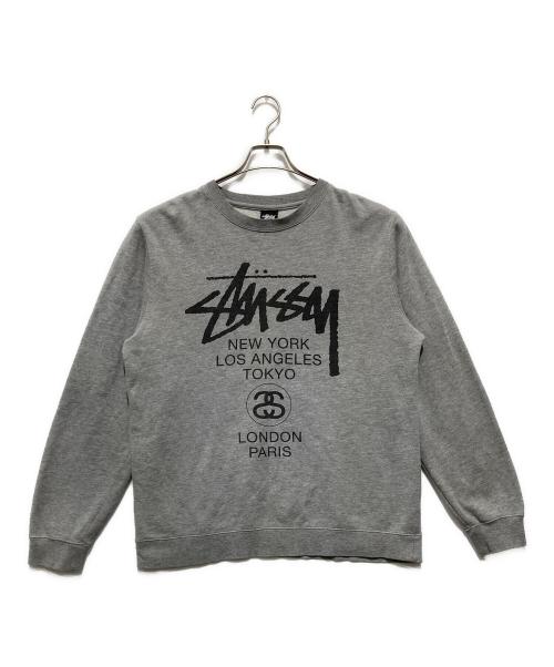 stussy（ステューシー）stussy (ステューシー) World Tour スウェット グレー サイズ:Lの古着・服飾アイテム