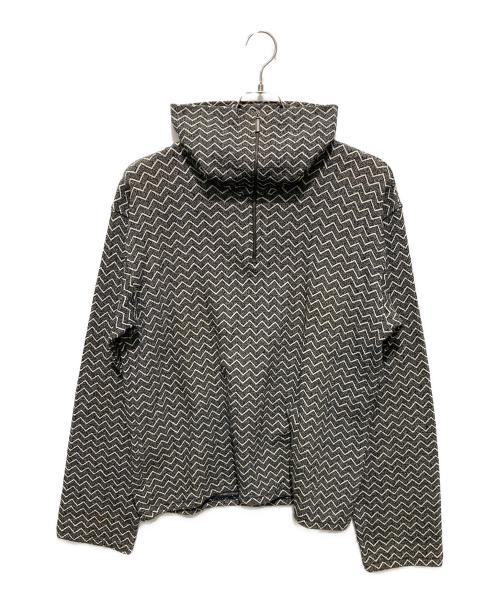 EMPORIO ARMANI（エンポリオ アルマーニ）EMPORIO ARMANI (エンポリオ アルマーニ) 総柄ハーフジップウールニット ベージュ サイズ:Lの古着・服飾アイテム