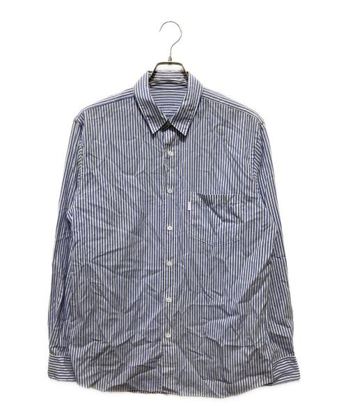S H（エスエイチ）S H (エスエイチ) ストライプシャツ ブルー サイズ:Ｌの古着・服飾アイテム