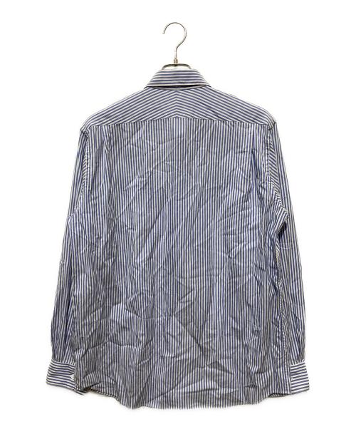S H（エスエイチ）S H (エスエイチ) ストライプシャツ ブルー サイズ:Ｌの古着・服飾アイテム