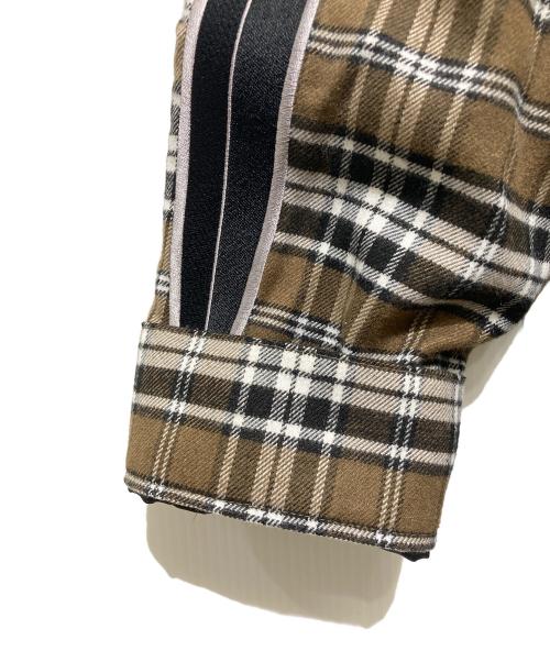 THUG CLUB（サグ クラブ）THUG CLUB (サグ クラブ) スリーブワッペンチェックシャツ ブラウン サイズ:3の古着・服飾アイテム