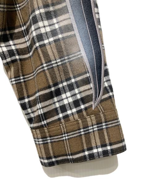 THUG CLUB（サグ クラブ）THUG CLUB (サグ クラブ) スリーブワッペンチェックシャツ ブラウン サイズ:3の古着・服飾アイテム