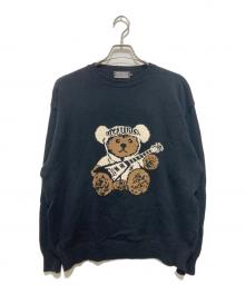 Hysteric Glamour（ヒステリックグラマー）の古着「ベアデザインコットンナイロンニット」｜ブラック