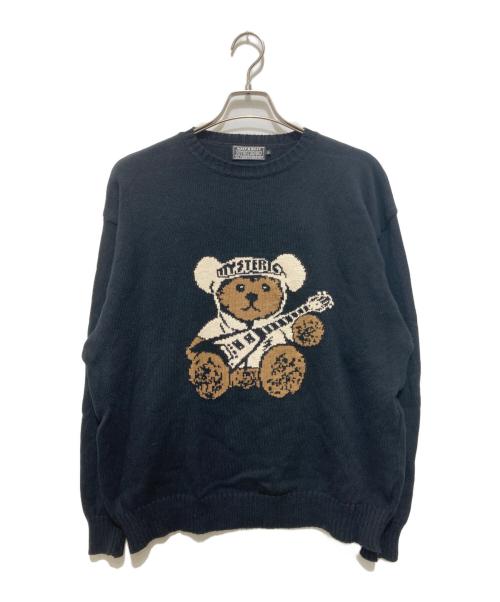 Hysteric Glamour（ヒステリックグラマー）Hysteric Glamour (ヒステリックグラマー) ベアデザインコットンナイロンニット ブラック サイズ:Lの古着・服飾アイテム