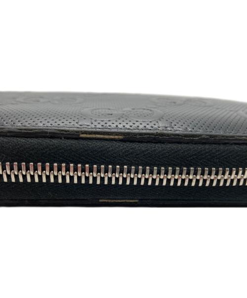 GUCCI（グッチ）GUCCI (グッチ) GGエンボス ラウンドジップウォレット ブラックの古着・服飾アイテム