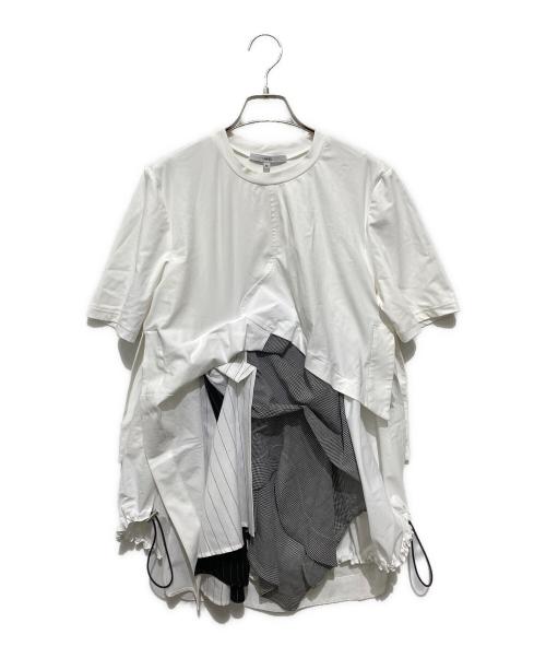 UN3D.（アンスリード）UN3D. (アンスリード) パターンミックスTシャツ ホワイト サイズ:38の古着・服飾アイテム