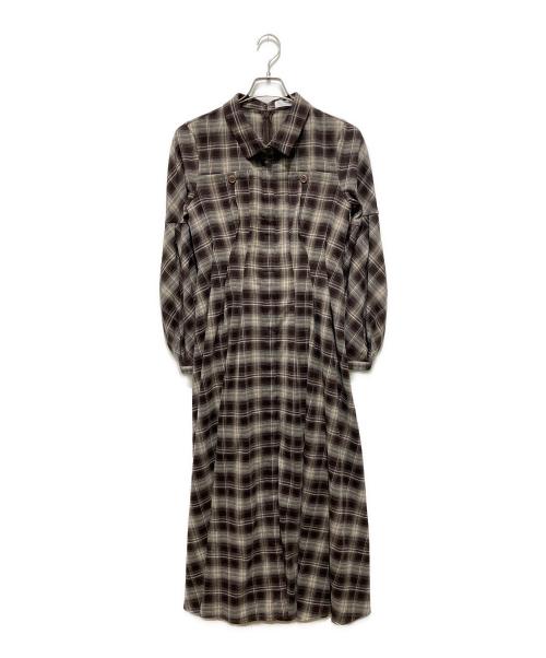 HER LIP TO（ハーリップトゥ）HER LIP TO (ハーリップトゥ) オンブレチェックワンピース ブラウン サイズ:Mの古着・服飾アイテム