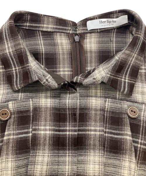 HER LIP TO（ハーリップトゥ）HER LIP TO (ハーリップトゥ) オンブレチェックワンピース ブラウン サイズ:Mの古着・服飾アイテム
